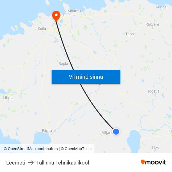 Leemeti to Tallinna Tehnikaülikool map