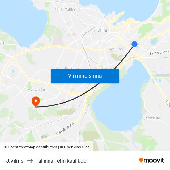 J.Vilmsi to Tallinna Tehnikaülikool map