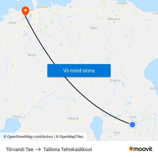 Tõrvandi Tee to Tallinna Tehnikaülikool map