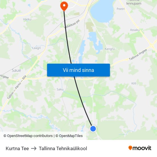 Kurtna Tee to Tallinna Tehnikaülikool map