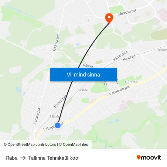 Raba to Tallinna Tehnikaülikool map