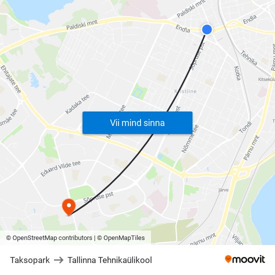 Taksopark to Tallinna Tehnikaülikool map