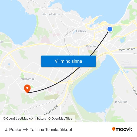 J. Poska to Tallinna Tehnikaülikool map