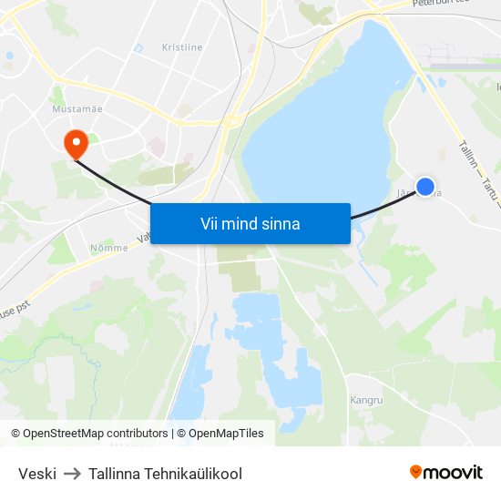 Veski to Tallinna Tehnikaülikool map