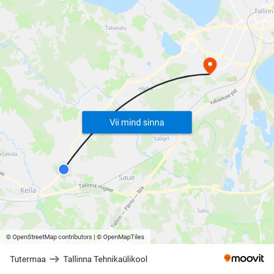 Tutermaa to Tallinna Tehnikaülikool map