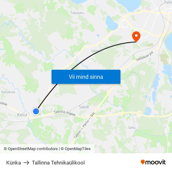 Künka to Tallinna Tehnikaülikool map