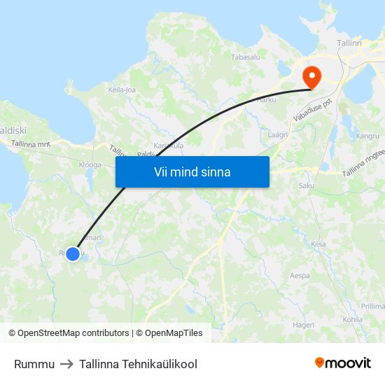 Rummu to Tallinna Tehnikaülikool map
