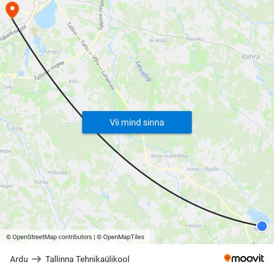 Ardu to Tallinna Tehnikaülikool map