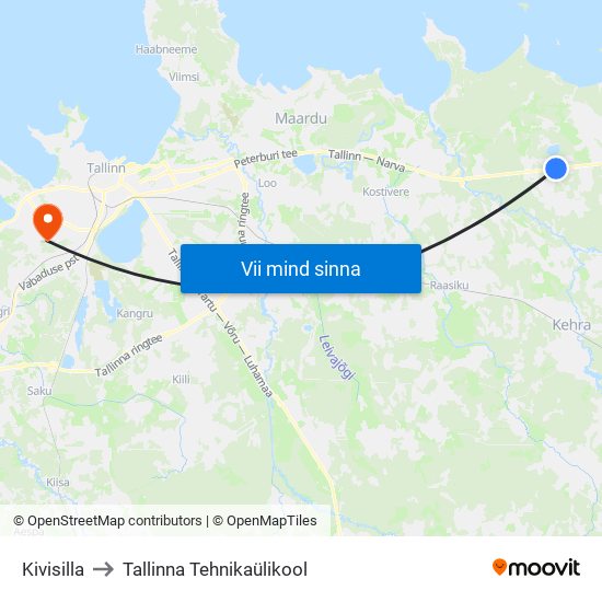 Kivisilla to Tallinna Tehnikaülikool map