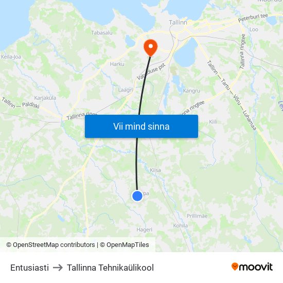 Entusiasti to Tallinna Tehnikaülikool map