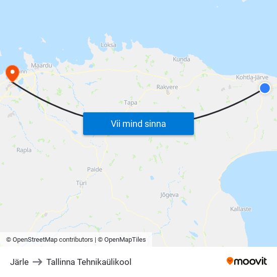 Järle to Tallinna Tehnikaülikool map