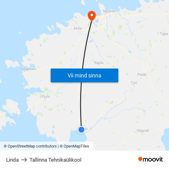 Linda to Tallinna Tehnikaülikool map