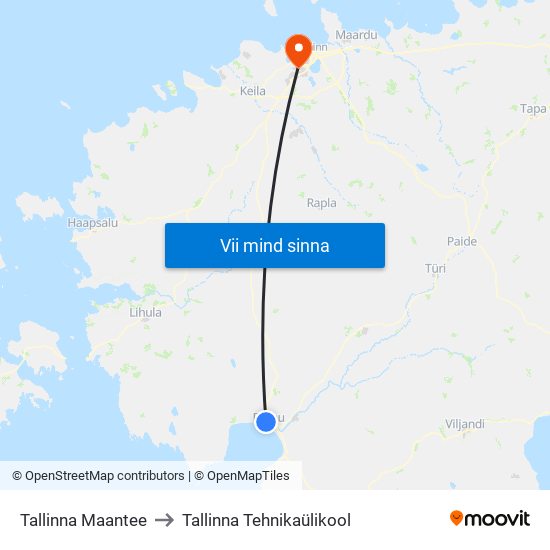 Tallinna Maantee to Tallinna Tehnikaülikool map
