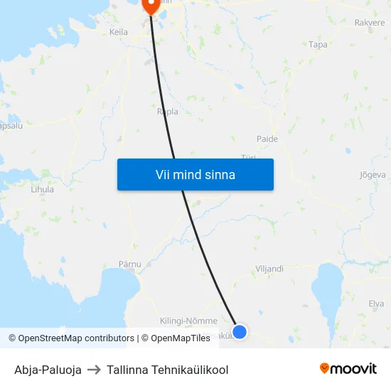 Abja-Paluoja to Tallinna Tehnikaülikool map