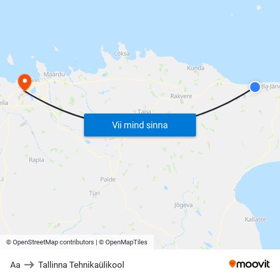 Aa to Tallinna Tehnikaülikool map