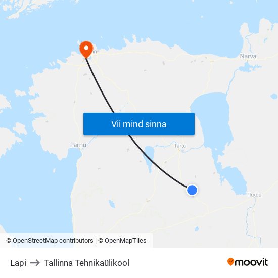 Lapi to Tallinna Tehnikaülikool map