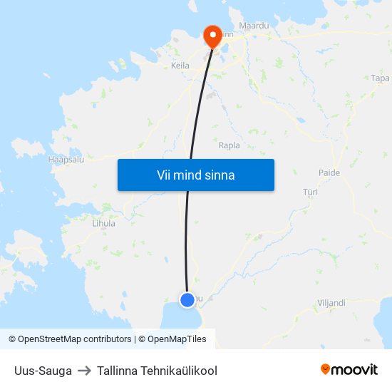 Uus-Sauga to Tallinna Tehnikaülikool map