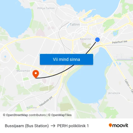 Bussijaam (Bus Station) to PERH polikliinik 1 map
