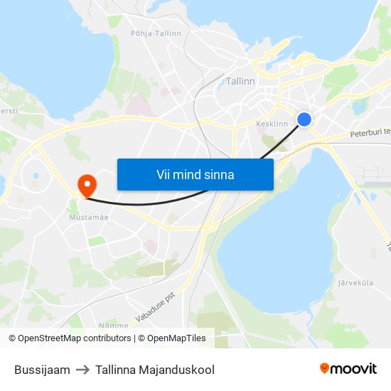 Bussijaam to Tallinna Majanduskool map