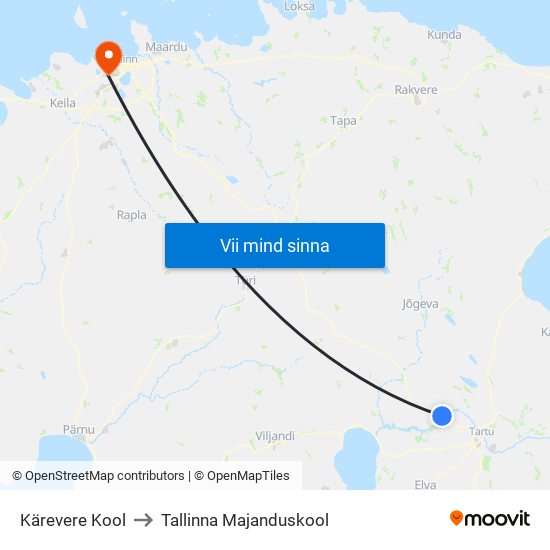Kärevere Kool to Tallinna Majanduskool map