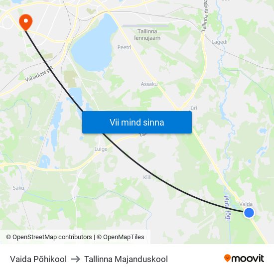 Vaida Põhikool to Tallinna Majanduskool map