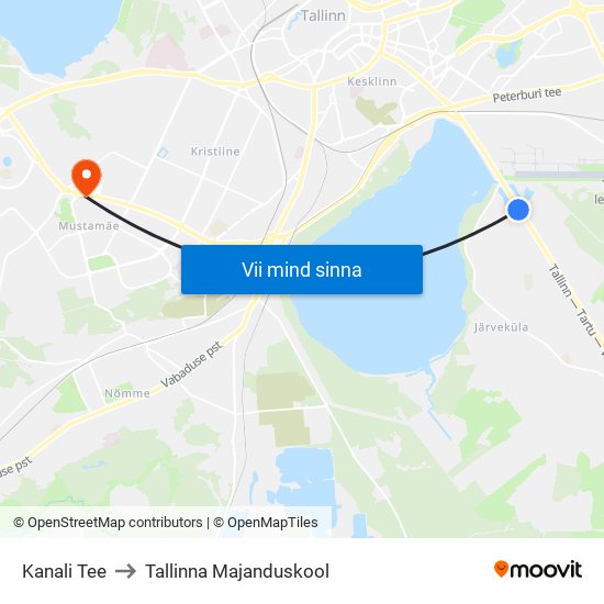 Kanali Tee to Tallinna Majanduskool map