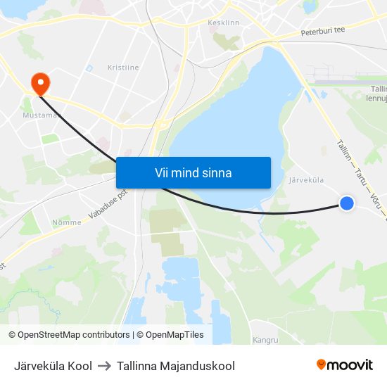 Järveküla Kool to Tallinna Majanduskool map