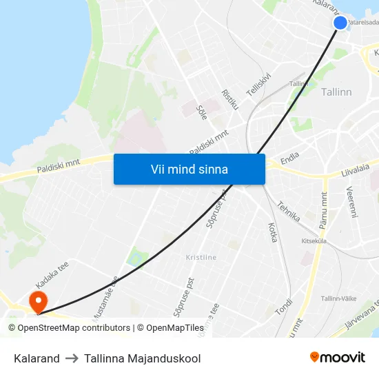 Kalarand to Tallinna Majanduskool map