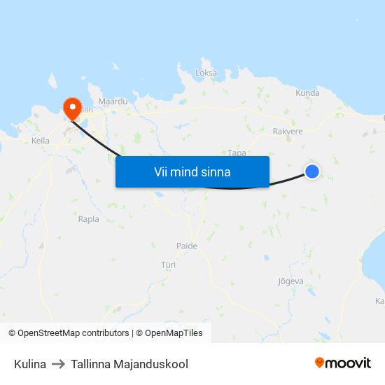 Kulina to Tallinna Majanduskool map