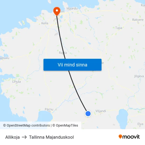 Allikoja to Tallinna Majanduskool map