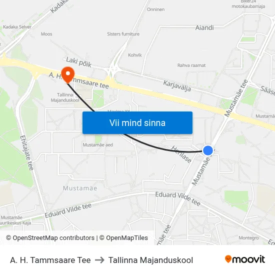 A. H. Tammsaare Tee to Tallinna Majanduskool map