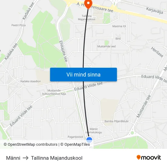 Männi to Tallinna Majanduskool map