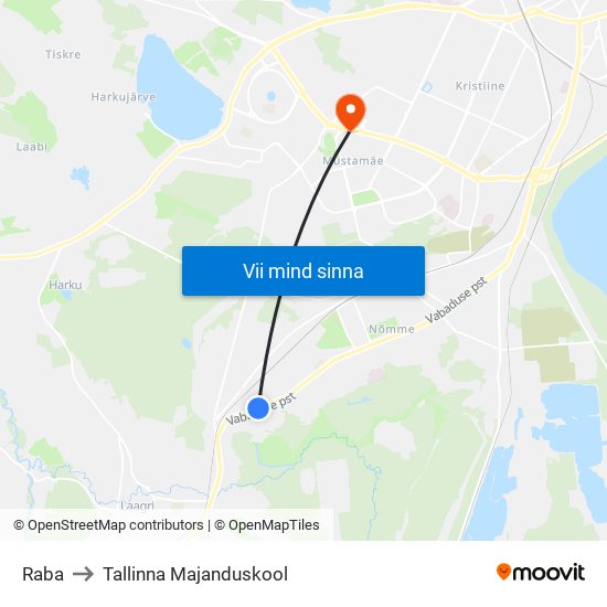 Raba to Tallinna Majanduskool map