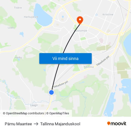 Pärnu Maantee to Tallinna Majanduskool map