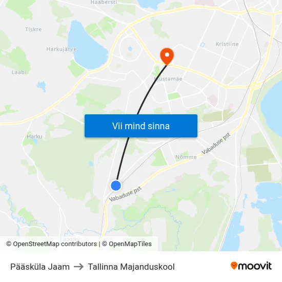 Pääsküla Jaam to Tallinna Majanduskool map