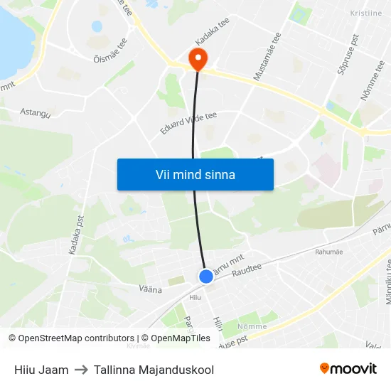 Hiiu Jaam to Tallinna Majanduskool map
