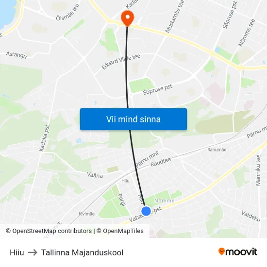 Hiiu to Tallinna Majanduskool map