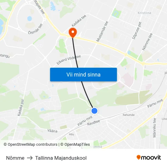 Nõmme to Tallinna Majanduskool map