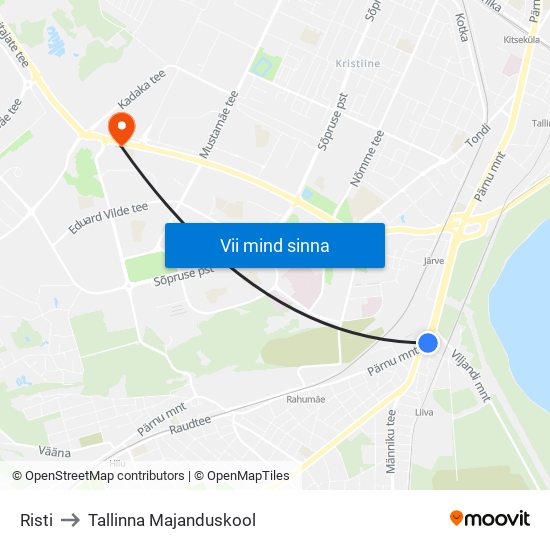 Risti to Tallinna Majanduskool map
