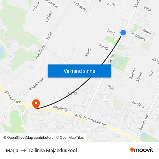 Marja to Tallinna Majanduskool map