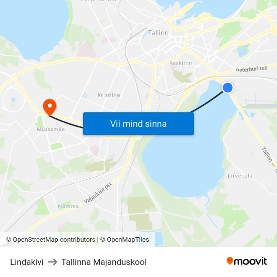 Lindakivi to Tallinna Majanduskool map