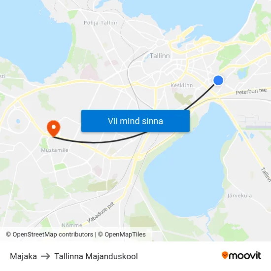 Majaka to Tallinna Majanduskool map