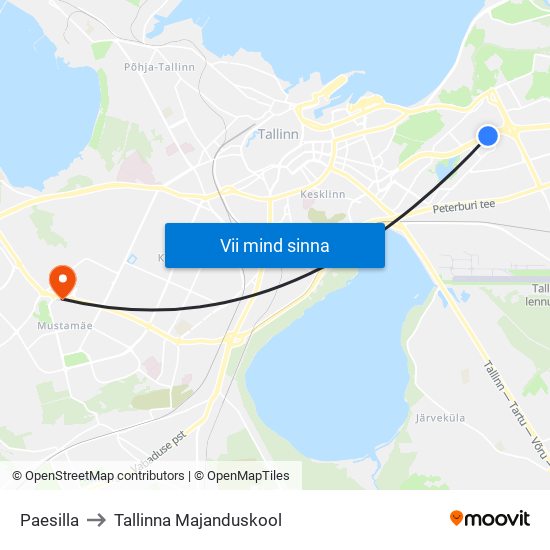 Paesilla to Tallinna Majanduskool map
