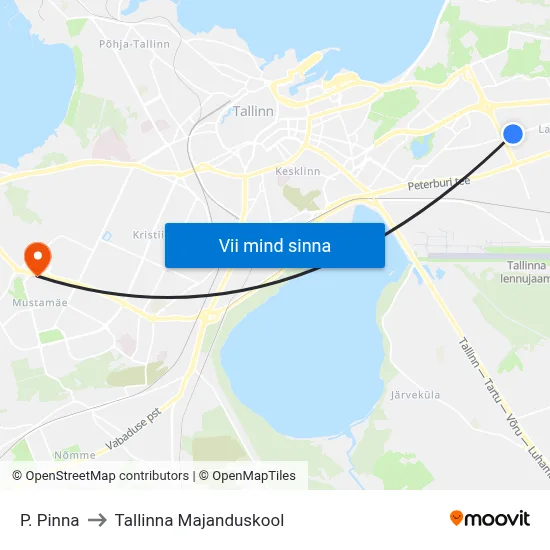 P. Pinna to Tallinna Majanduskool map