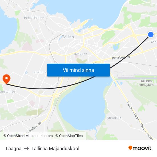 Laagna to Tallinna Majanduskool map