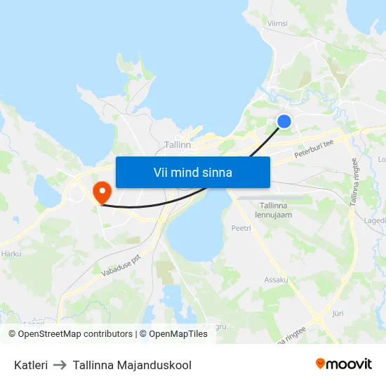 Katleri to Tallinna Majanduskool map