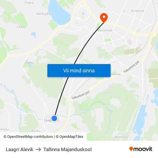 Laagri Alevik to Tallinna Majanduskool map