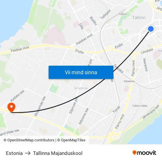 Estonia to Tallinna Majanduskool map