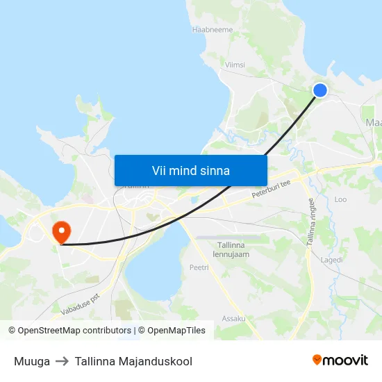 Muuga to Tallinna Majanduskool map