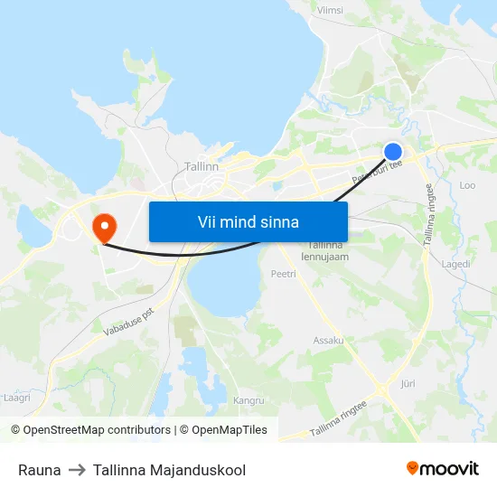 Rauna to Tallinna Majanduskool map